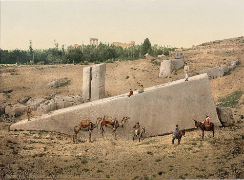 [Temple of the Sun, center stone, Baalbek, Holy Land, (i.e., Ba'labakk, Lebanon)]